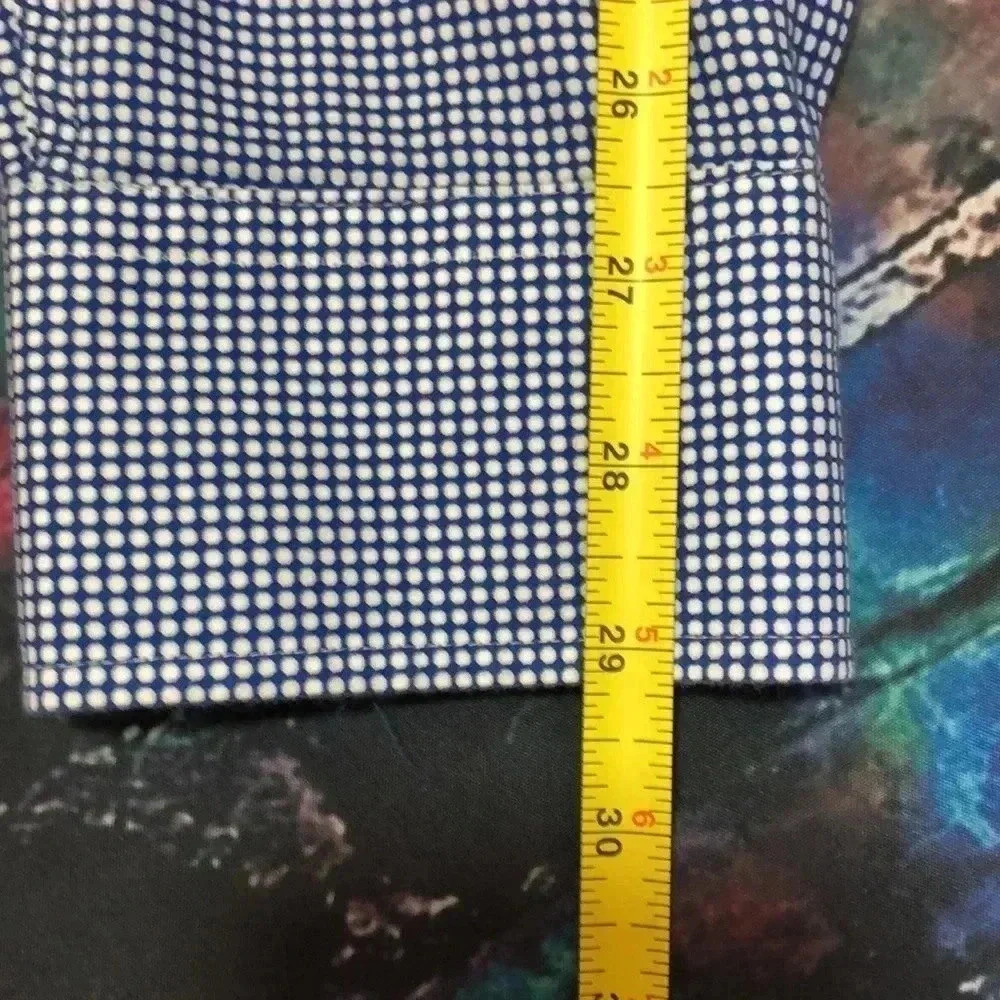 Bugatchi men’s dress shirt button up 17/34/35 blue and white - Picture 11 of 14